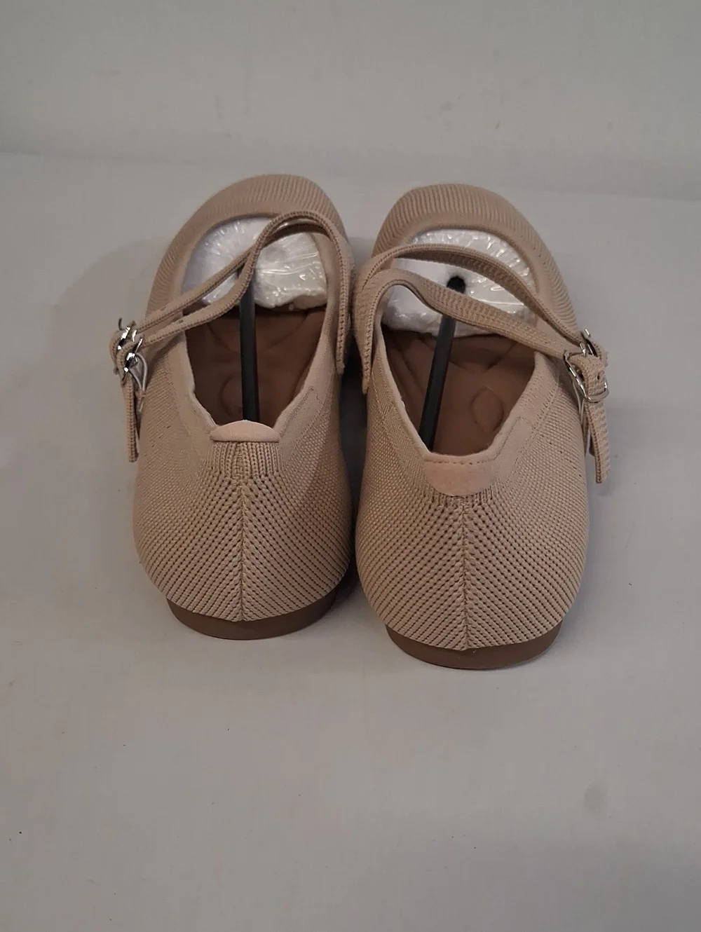 NWOT Women's Beige Knit Mary Jane Ballet Flats